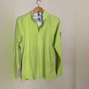 Robert Graham X Lime Green Long Sleeve Zip Pullover Shirt Size Medium